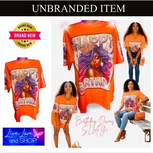 Diva "Happy Birthday" T-Shirt w/Faux Pearls & Rhinestone Detailing, NWT